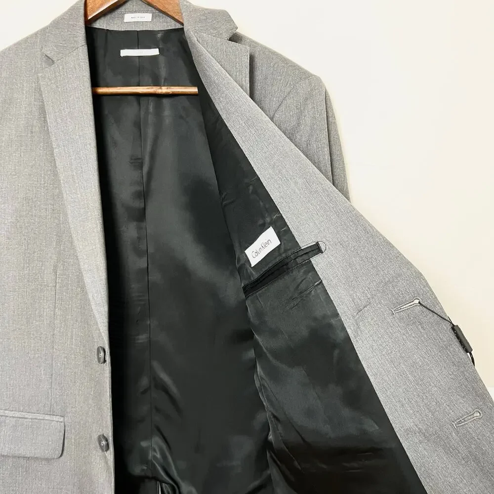 NEW Calvin Klein Men's Slim Fit Suit Blazer Jacket M with Short Length in Grey
